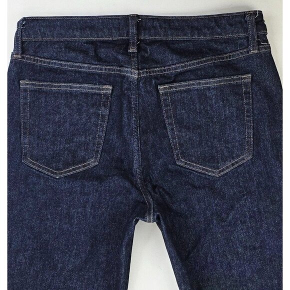 Uniqlo Size 28X27 Womens Slim Straight Mid Rise Kaihara Fabric Blue Denim Jeans - Picture 12 of 12